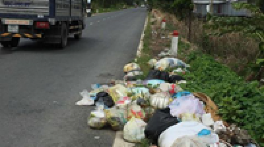 Người dân bức xúc vì bãi rác tự phát tràn ra tỉnh lộ