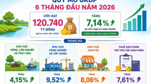 Đồng Tháp: GRDP 6 tháng đầu năm 2026 ước đạt hơn 120.740 tỷ đồng