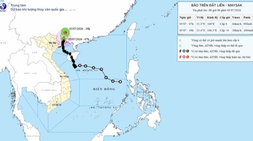 Bão số 1 di chuyển chậm, giảm cường độ và suy yếu trong hôm nay