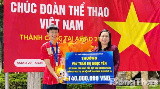 Đồng Tháp: Thưởng nóng VĐV Trần Thị Ngọc Yến đoạt Huy chương Vàng tại ASIAD 20