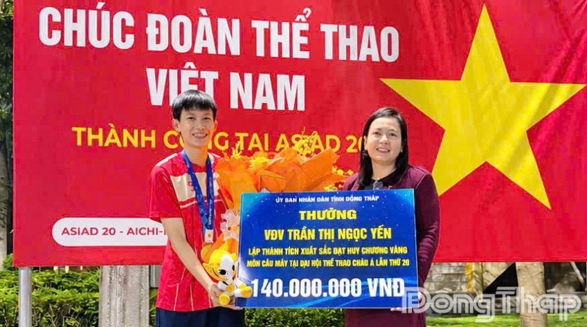 Đồng Tháp: Thưởng nóng VĐV Trần Thị Ngọc Yến đoạt Huy chương Vàng tại ASIAD 20