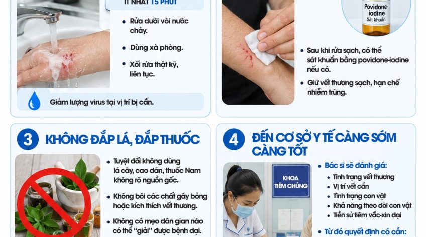 [Infographic] Nhớ ngay 4 việc cần làm khi bị chó cắn