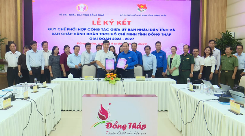 UBND tỉnh và Tỉnh đoàn Đồng Tháp tiếp tục ký kết quy chế phối hợp 2023-2027