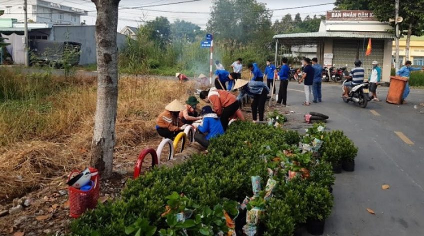 Thanh niên Mỹ An cải tạo các bãi rác tự phát bằng hoa kiểng, cây xanh