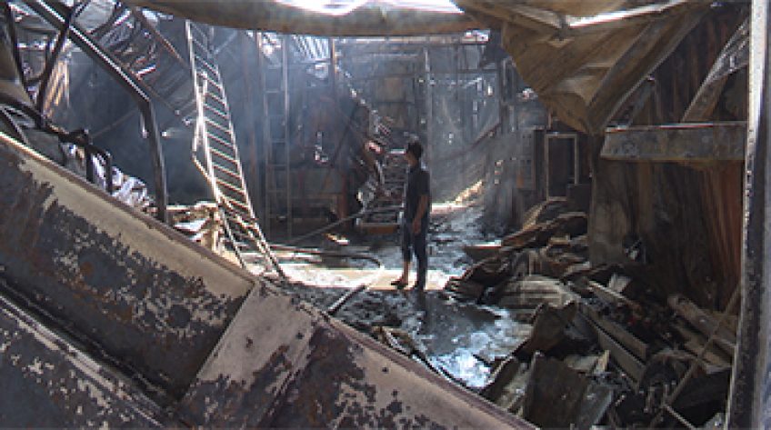 Cháy nhà máy trấu làm một người bị thương