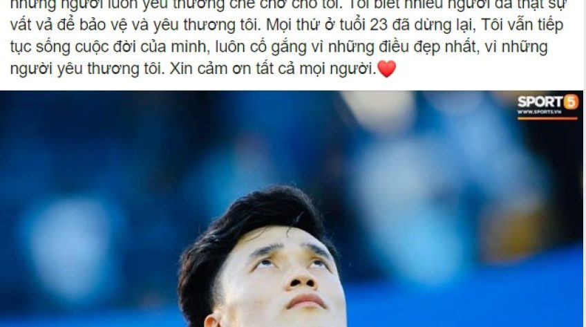Tiến Dũng viết “tâm thư” sau khi U23 Việt Nam chia tay VCK U23 châu Á