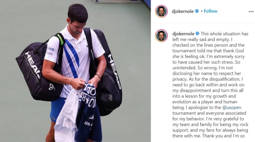 Djokovic xin lỗi sau sự cố đánh bóng trúng cổ trọng tài ở US Open