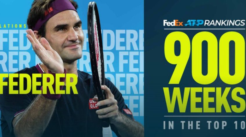 Roger Federer cán mốc 900 tuần góp mặt trong top 10 ATP