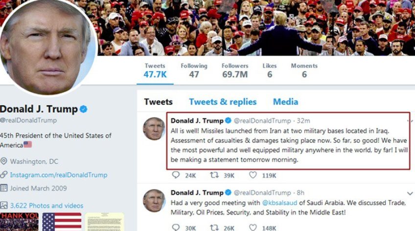 Tổng thống Trump lên tiếng “vẫn ổn” sau khi Iran tấn công quân Mỹ