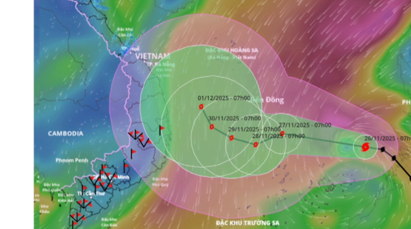 Bão số 15 di chuyển chậm nhưng thời gian hoạt động rất dài