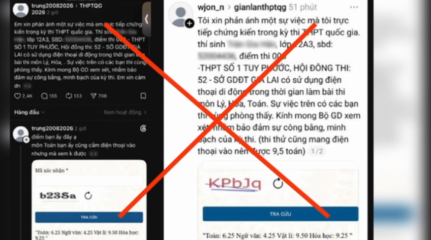 Gia Lai: Phản ánh thí sinh dùng điện thoại trong phòng thi là sai sự thật