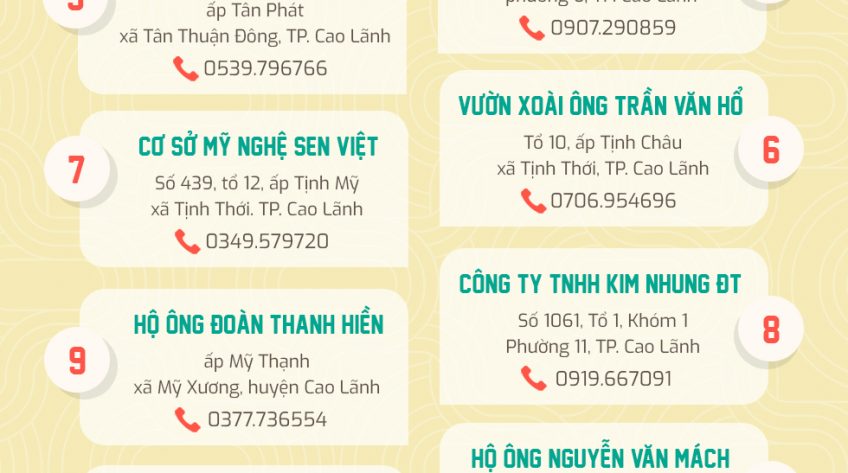 [Infographic] Các điểm tham quan vườn xoài phục vụ du khách dịp Lễ hội Xoài Đồng Tháp 2023